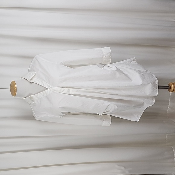 isabel Maternity by Ingrid & Isabel Side Pleated Popover Blouse White - Picture 1 of 14